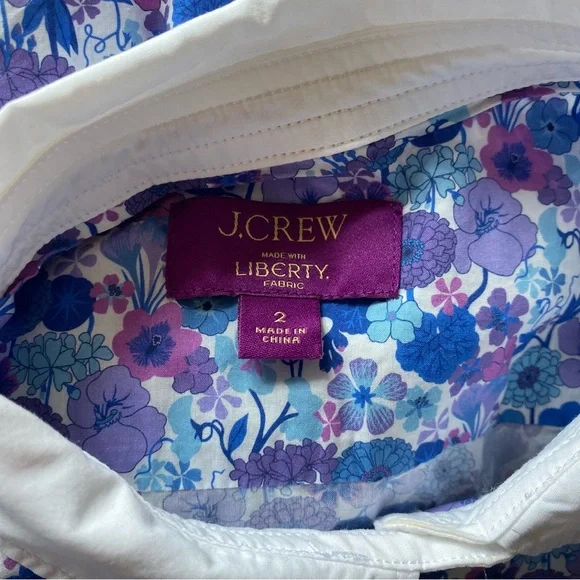 NWOT JCREW Blue and Purple Liberty Floral Shirt Size 2 - Picture 5 of 7